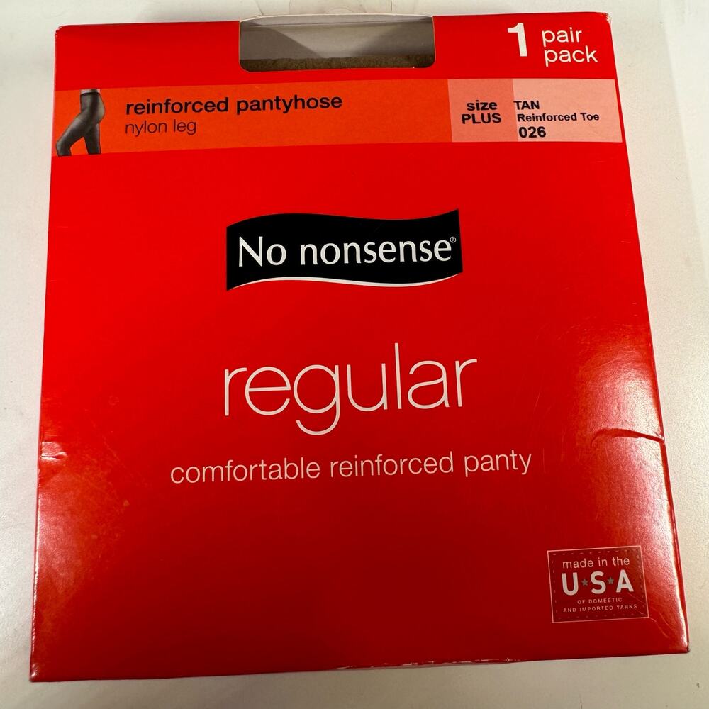 No Nonsense Regular Reinforced Leg Tan Size Plus 1 Pair Made in USA BRAND NEW
